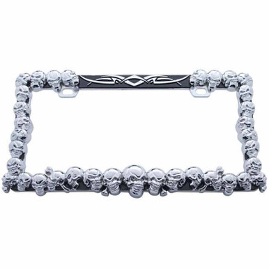 Chrome Skull design license plate frame