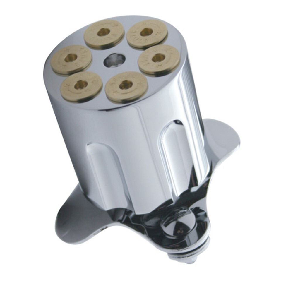 thumbnail image 2 of Hogking Speed Shop Billet Aluminum Steering Wheel Spinner Knob – "Girl Revolver" Chrome Finish 2 of 6