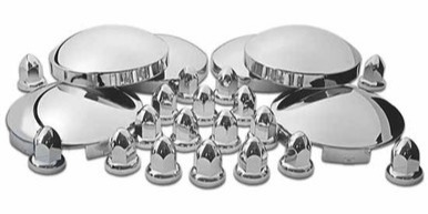 Stainless Steel Hub Cap Kit with Hub Caps, Nut Covers & Axle Cover