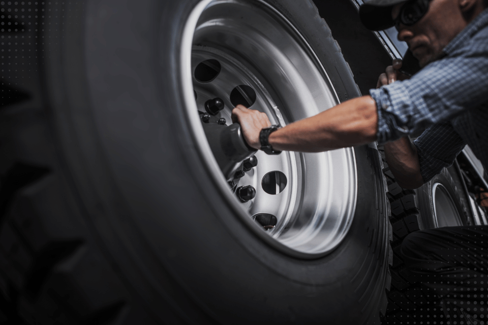 Low rolling resistance tires installed on a long-haul semi truck