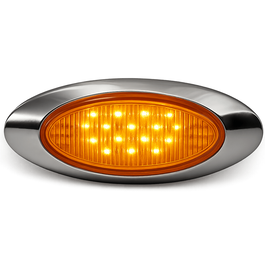 Oval LED marker lights with chrome bezel