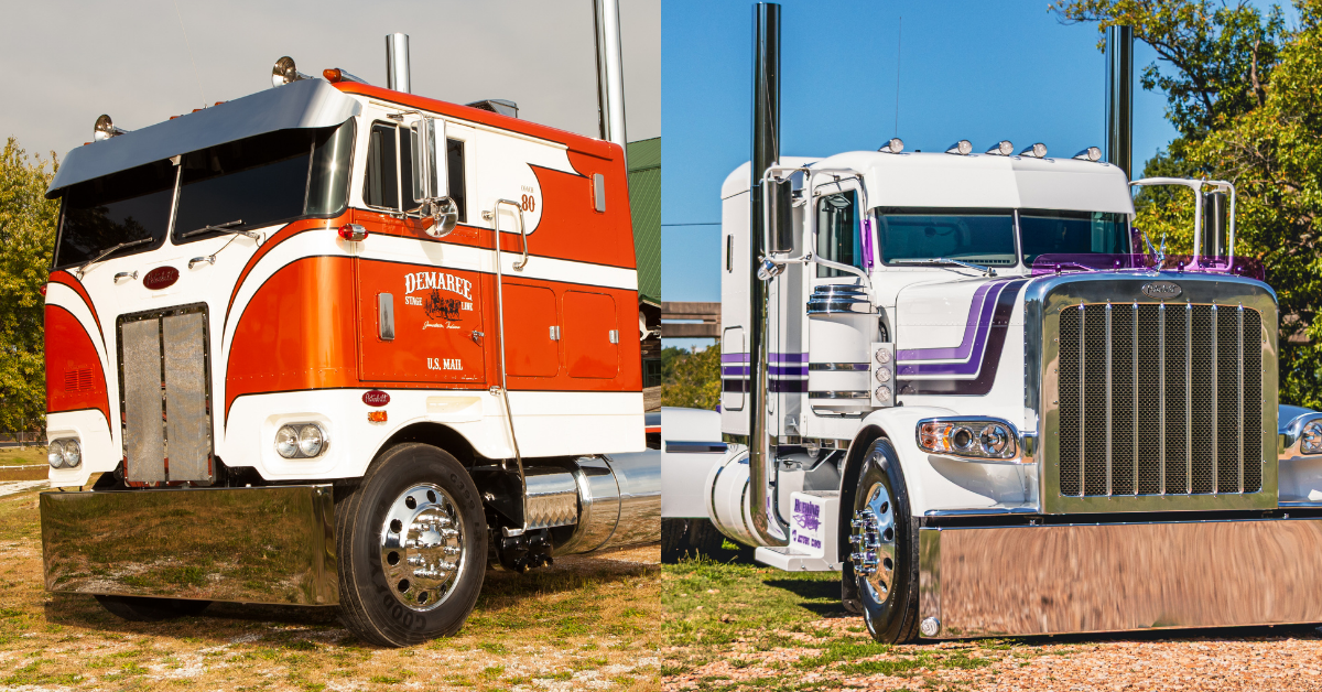 Example of Painted vs Stainless Visor on Semi-Truck