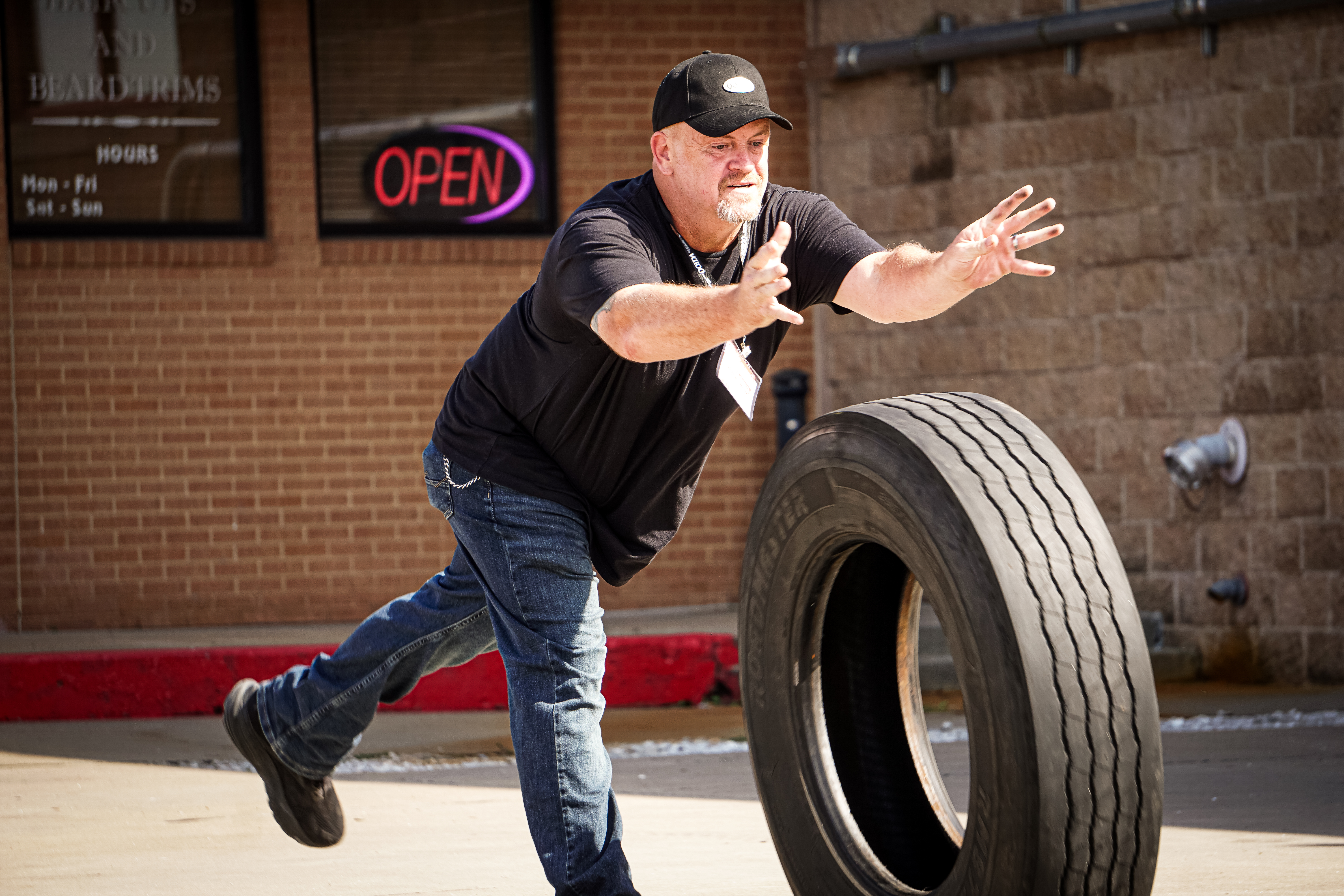 Trucker tire toss event