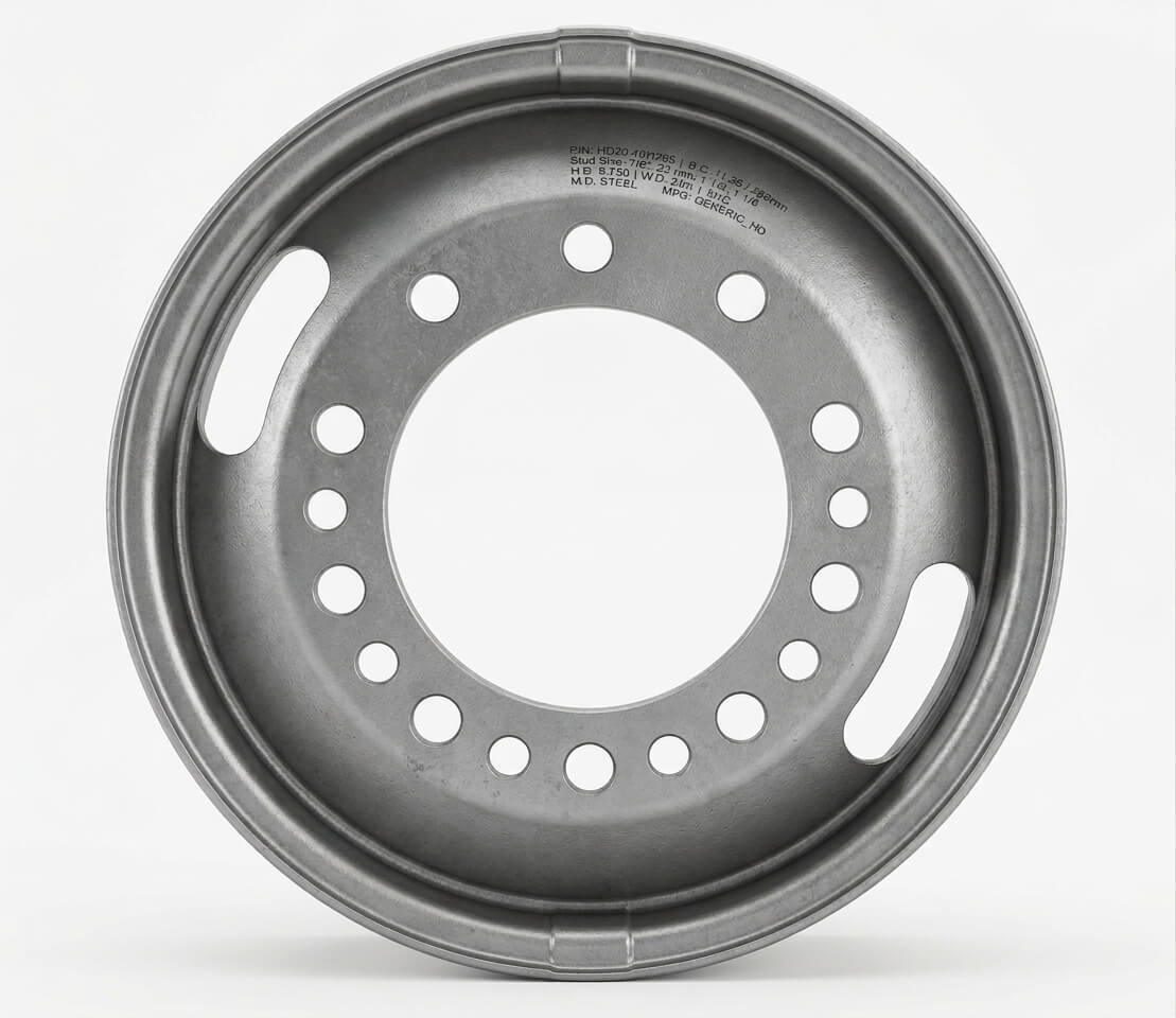 Centramatic automatic wheel balancers installed on a semi truck wheel